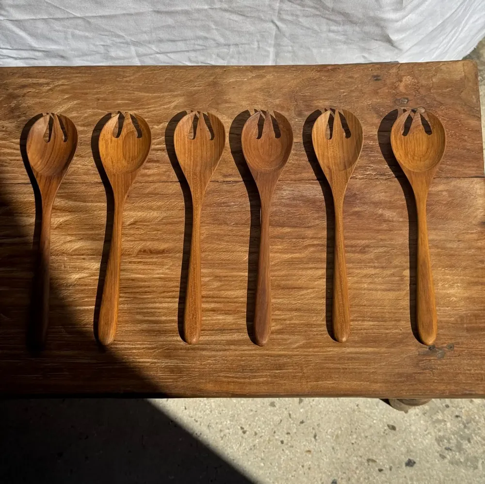 Cutlery set - Teak salad server or fork spoon L28 D6x8 - OFFICE OBJETS