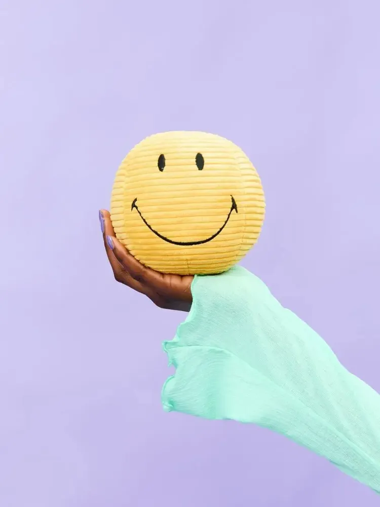 Soft toy - SMILEY Plush Toy – 13cm Corduroy - Yellow - STEMPELS ET CO