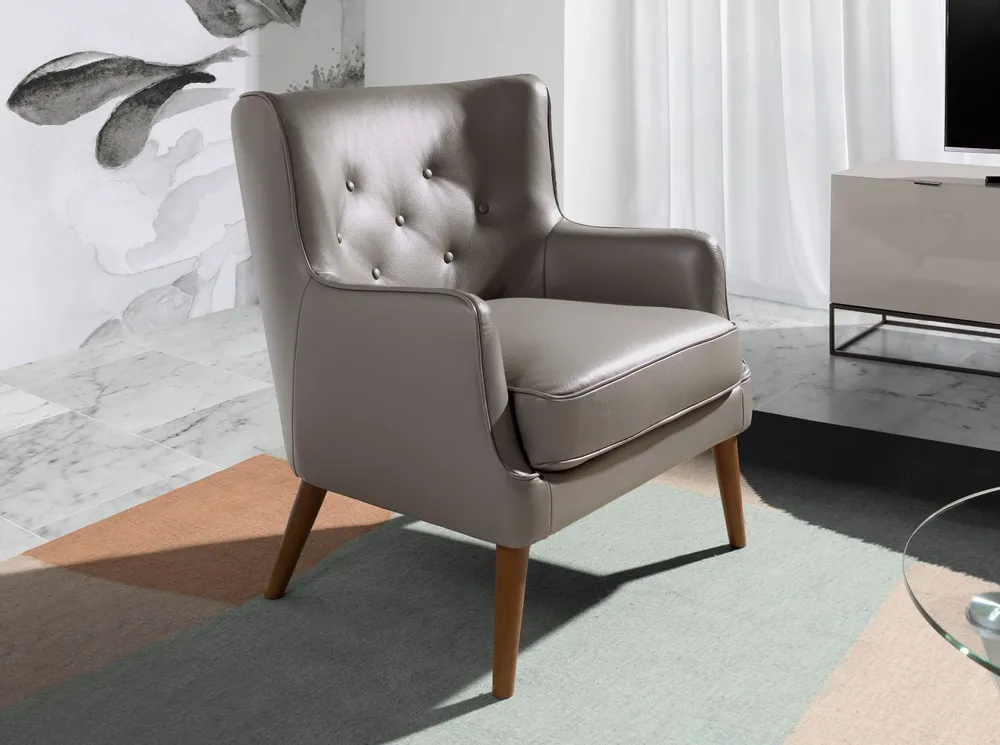 Fauteuils - Fauteuil Chester en cuir gris foncé - ANGEL CERDÁ