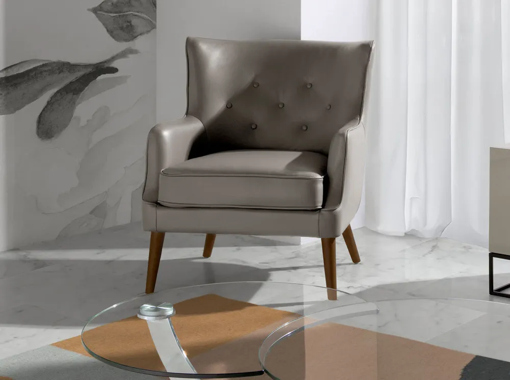 Fauteuils - Fauteuil Chester en cuir gris foncé - ANGEL CERDÁ