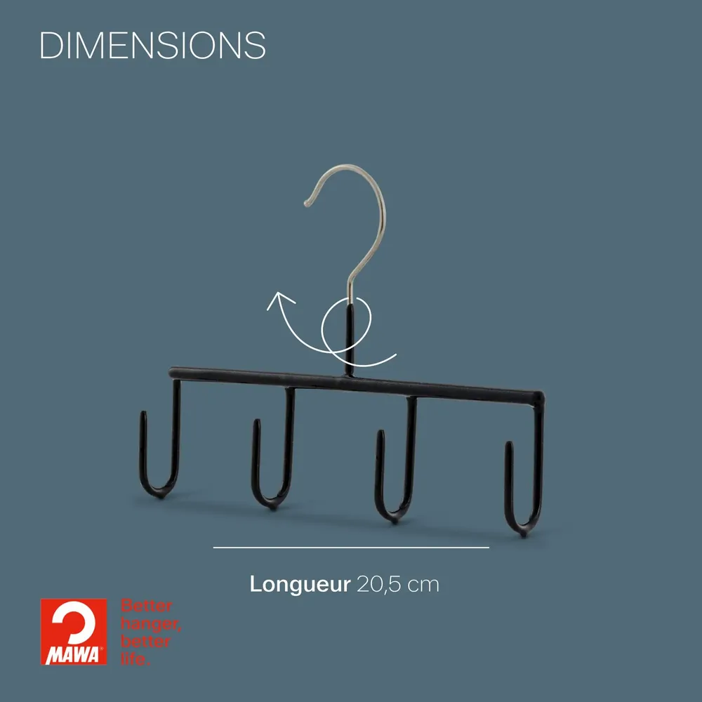 Mobilier et rangements pour bureau - MAWA cintre métal de ceinture noire 20,5cm par 25 - MAWA