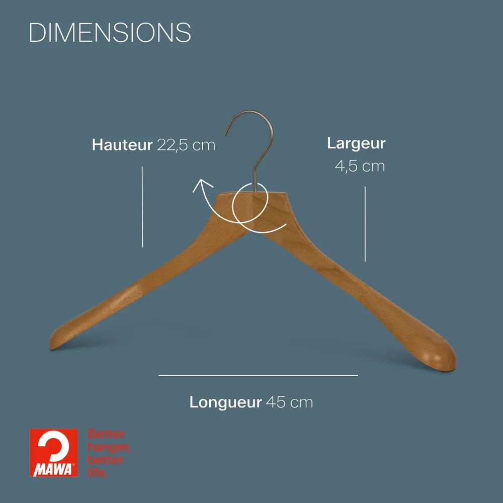 Mobilier et rangements pour bureau - MAWA cintre en bois vestiaire épaules larges hêtre naturel 45cm par 25 - MAWA