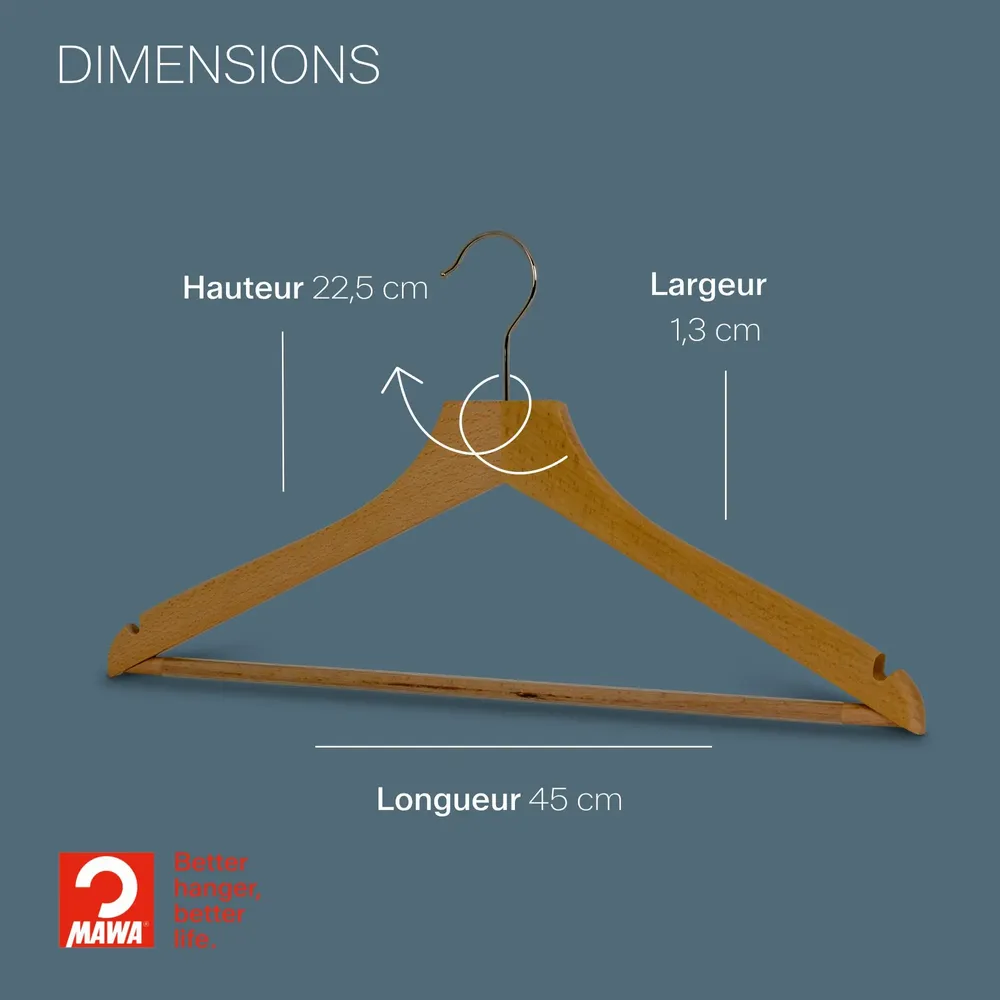 Mobilier et rangements pour bureau - MAWA cintre en bois avec encoche jupes hêtre naturel 45cm par 50 - MAWA