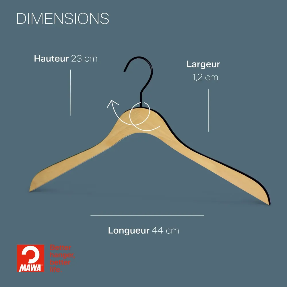 Mobilier et rangements pour bureau - MAWA cintre en bois bi-colour hêtre naturel 44cm par 50 - MAWA