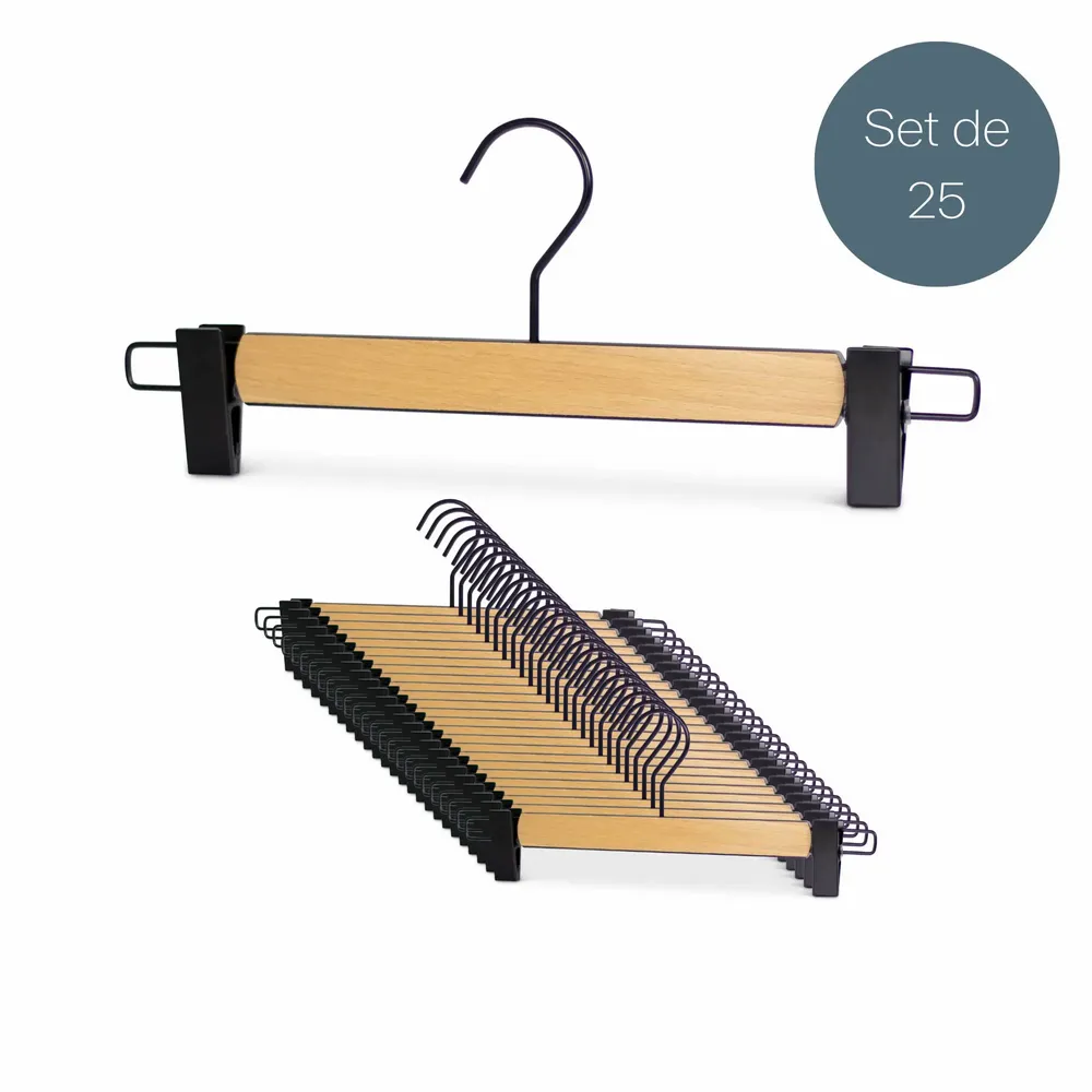 Mobilier et rangements pour bureau - MAWA cintre bi-colour pour pantalons hêtre naturel avec contour noir 35cm par 25 - MAWA