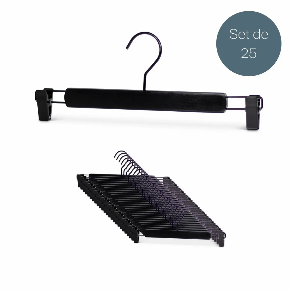 Mobilier et rangements pour bureau - MAWA cintre en bois pour pantalons hêtre laqué noir 35cm par 25 - MAWA