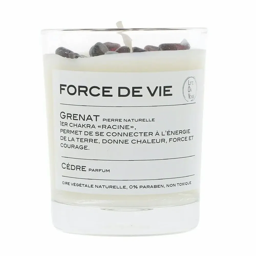 Diffuseurs de parfums - FORCE DE VIE bougie parfumée Pierres de vie 130g – Grenat - LIFE ON VENUS