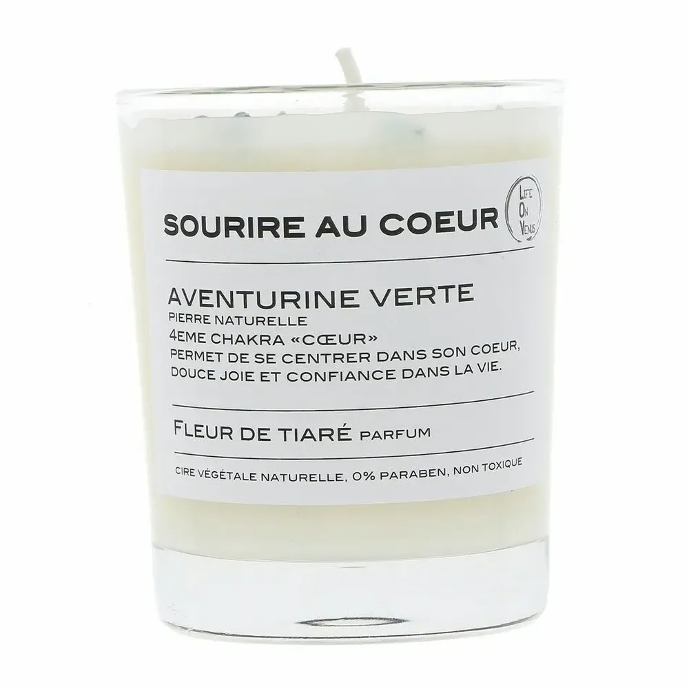 Diffuseurs de parfums - SOURIRE AU COEUR bougie parfumée Pierres de vie 130g – Aventurine Verte - LIFE ON VENUS