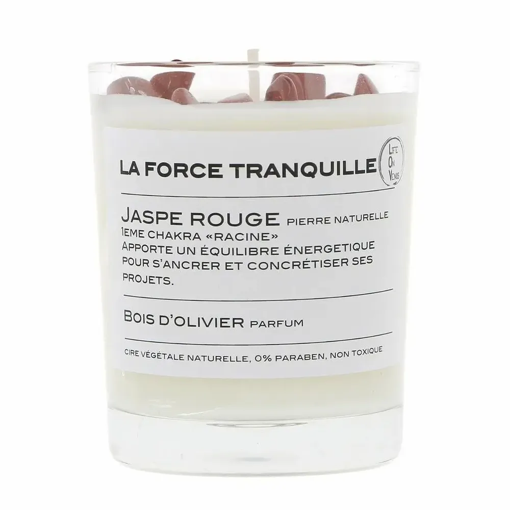 Diffuseurs de parfums - LA FORCE TRANQUILLE bougie parfumée Pierres de vie 130g– Jaspe Rouge - LIFE ON VENUS