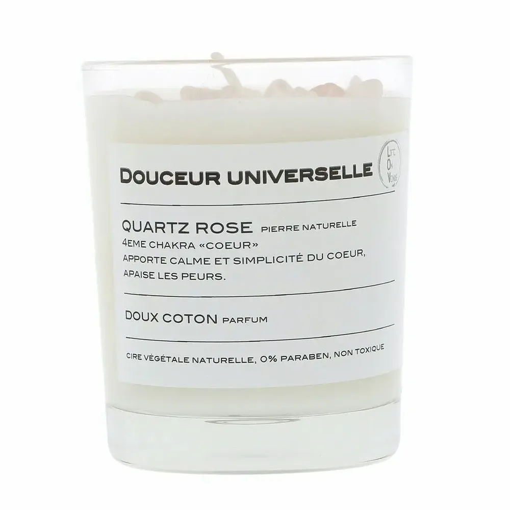 Scent diffusers - DOUCEUR UNIVERSELLE Scented Candle Pierres de vie 130g – Rose Quartz - LIFE ON VENUS