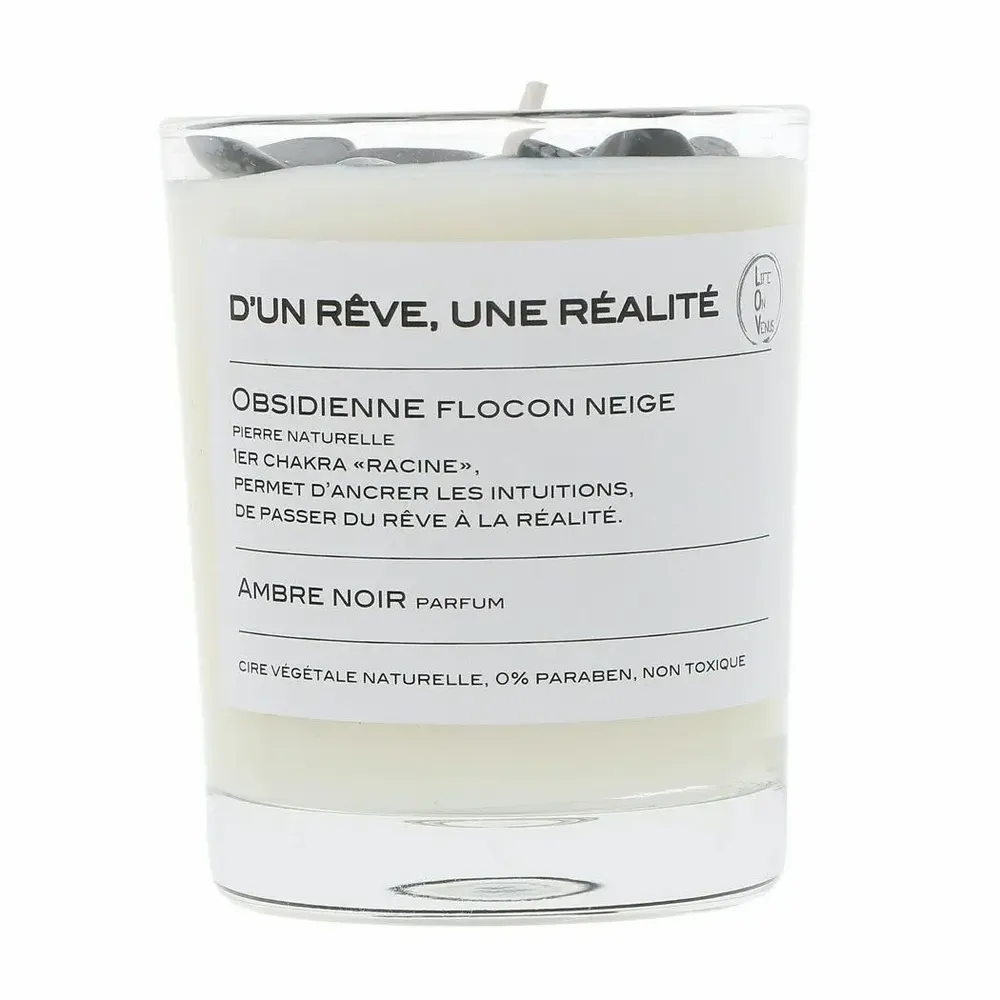 Diffuseurs de parfums - D’UN REVE, UNE REALITE bougie parfumée Pierres de vie 130g – Obsidienne Flocon Neige - LIFE ON VENUS