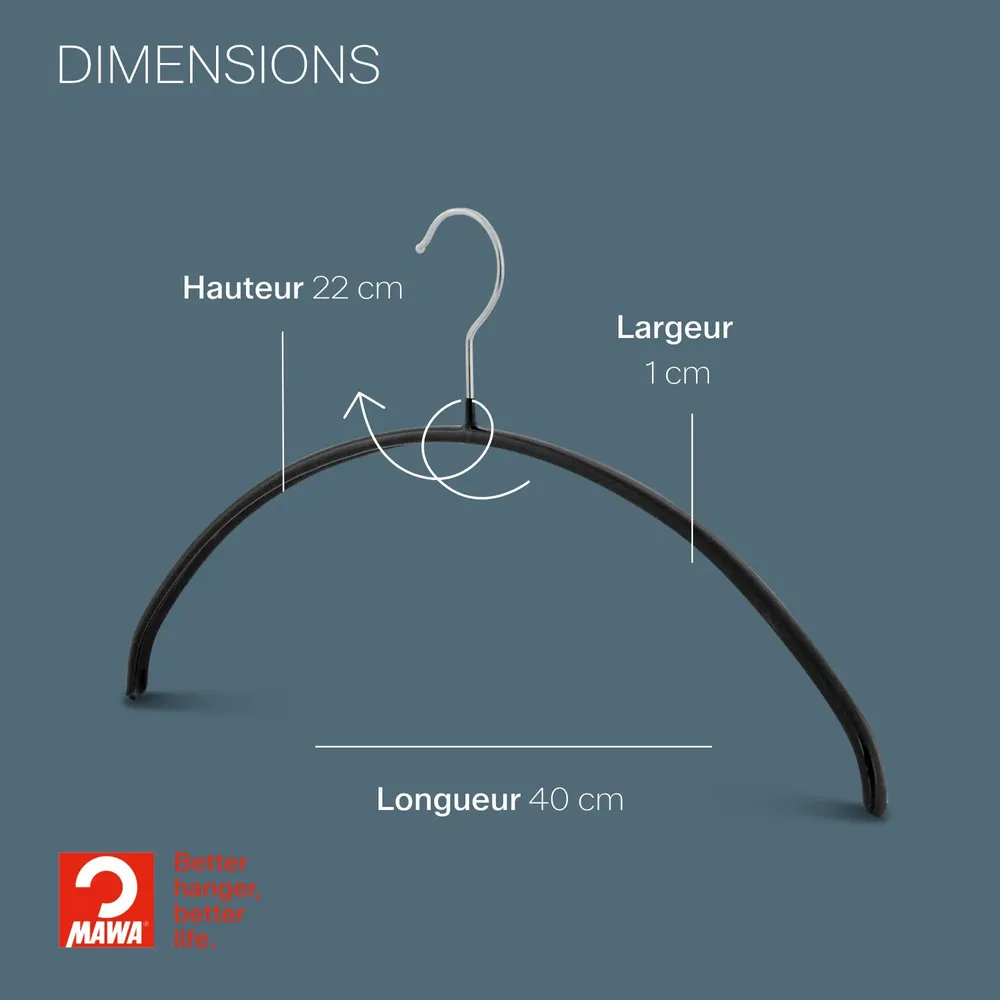 Mobilier et rangements pour bureau - MAWA cintre métal pour tops noir 40cm par 50 - MAWA