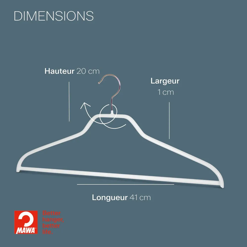 Mobilier et rangements pour bureau - MAWA cintres universels silhouette fs blanche 45cm – lot de 50 - MAWA