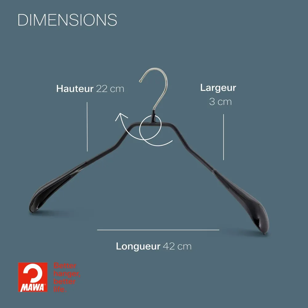 Mobilier et rangements pour bureau - MAWA cintre métal pour vestes noir 42cm par 25 - MAWA