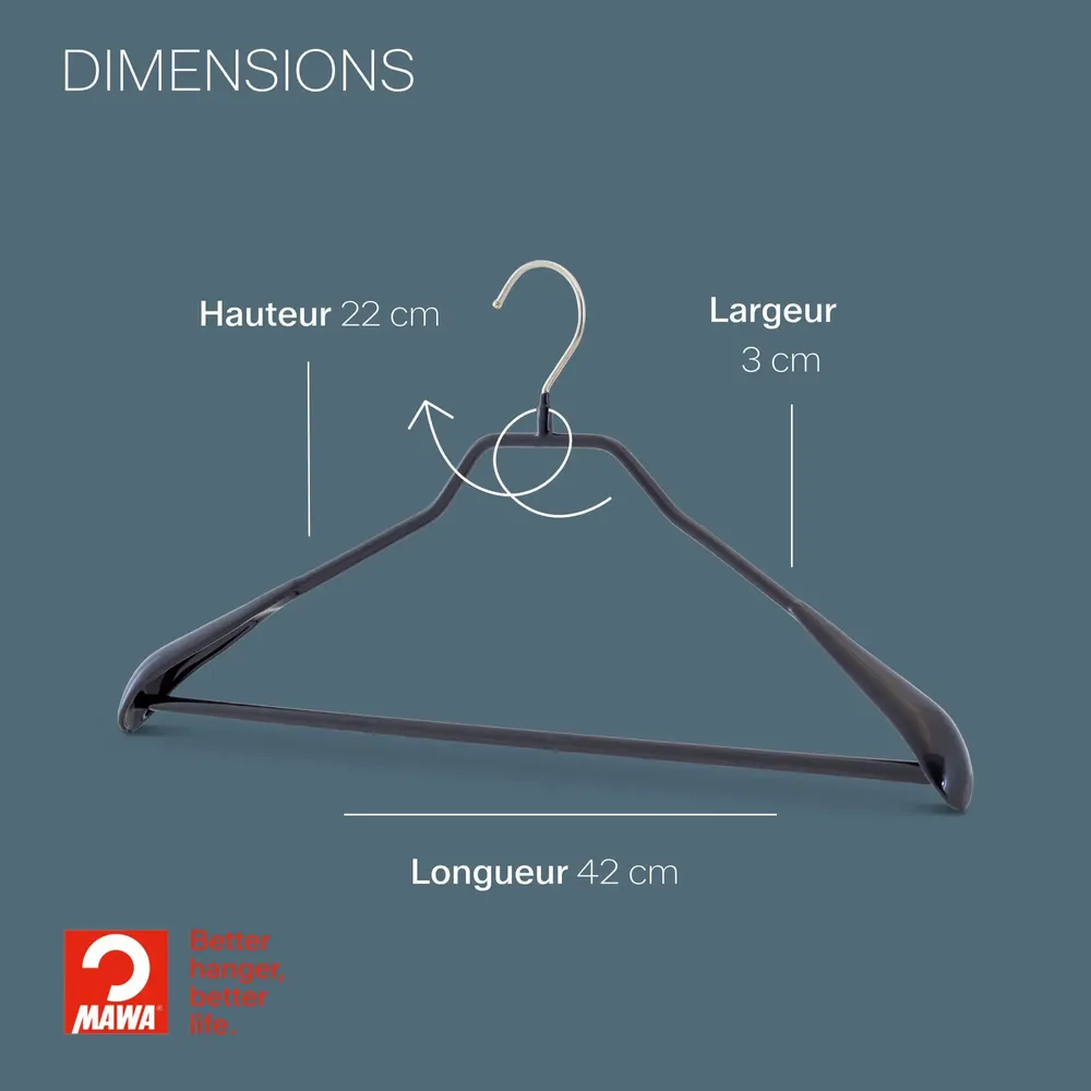 Mobilier et rangements pour bureau - MAWA cintre métal avec élargissement des épaules noir 42cm par 25 - MAWA