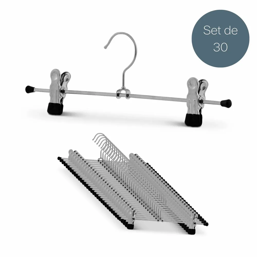 Mobilier et rangements pour bureau - Cintre métallique MAWA avec clips pour pantalons noir 30 cm lot de 50 - MAWA