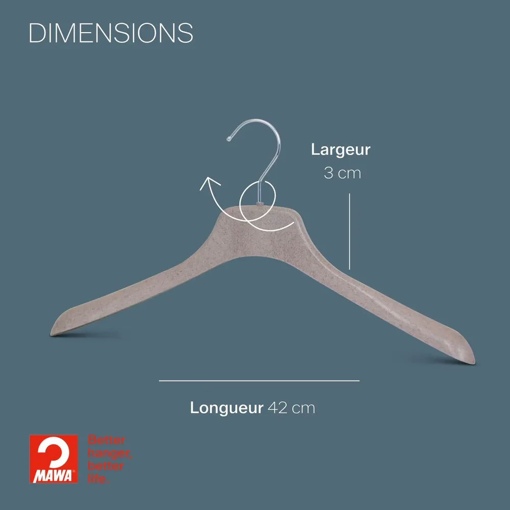 Mobilier et rangements pour bureau - MAWA green hanger pour vestes gris pierre 42cm par 25 - MAWA