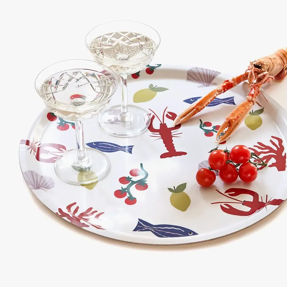 Plateaux - 'Seaside Lunch' Round Serving Tray - 38 cm - BLU KAT