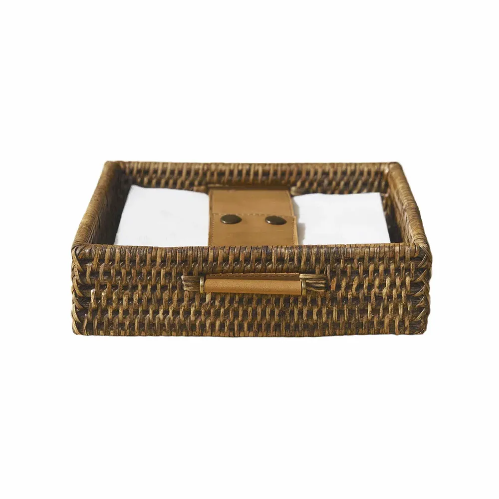 Formal plates - Square Rattan Tissue Tray - KING ZOO