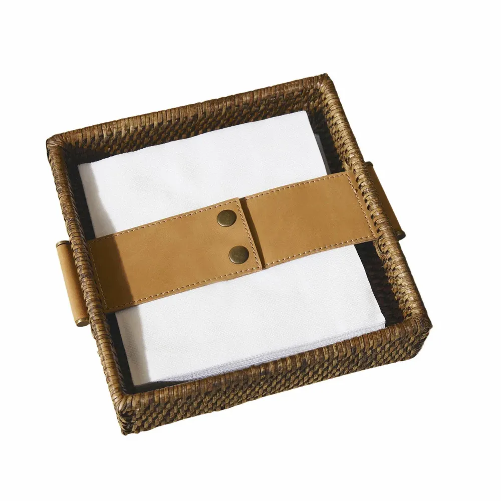 Formal plates - Square Rattan Tissue Tray - KING ZOO