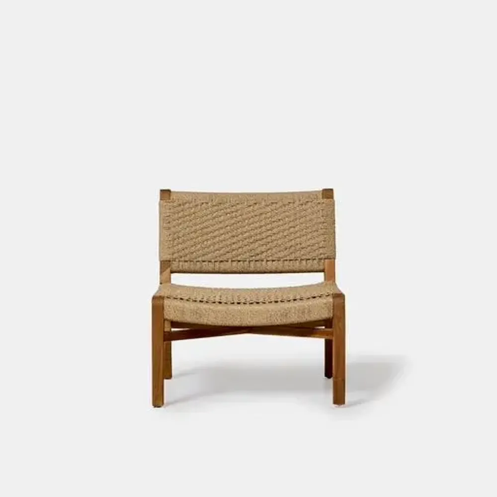 Fauteuils de jardin - Fauteuil extérieur Babé en teck massif recyclé et corde tressée - DESIGN TRIP