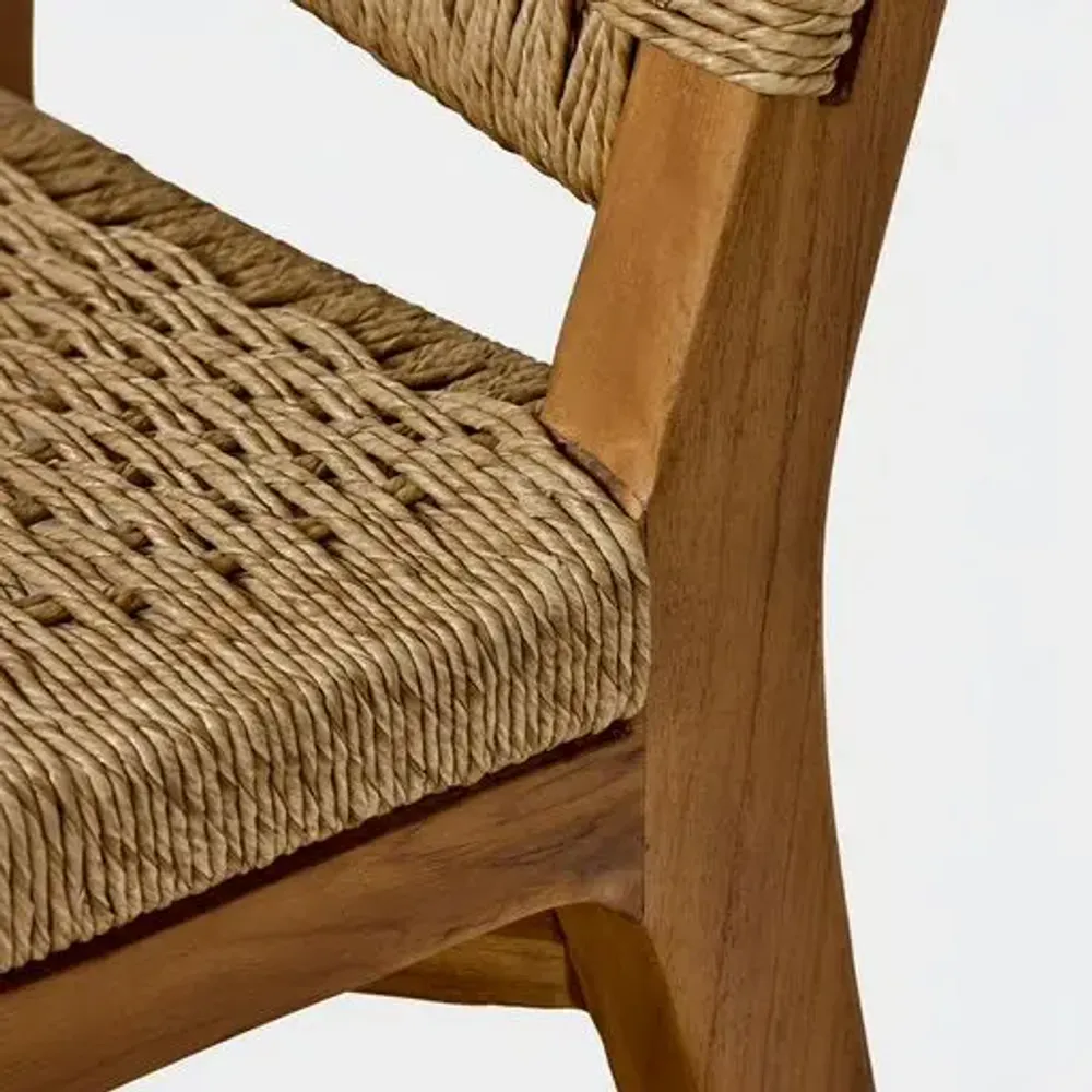 Fauteuils de jardin - Fauteuil extérieur Babé en teck massif recyclé et corde tressée - DESIGN TRIP