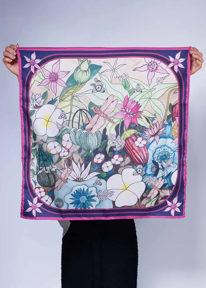 Foulards et écharpes - foulard en satin , Création et impression françaises - KOUNTHEA RETH