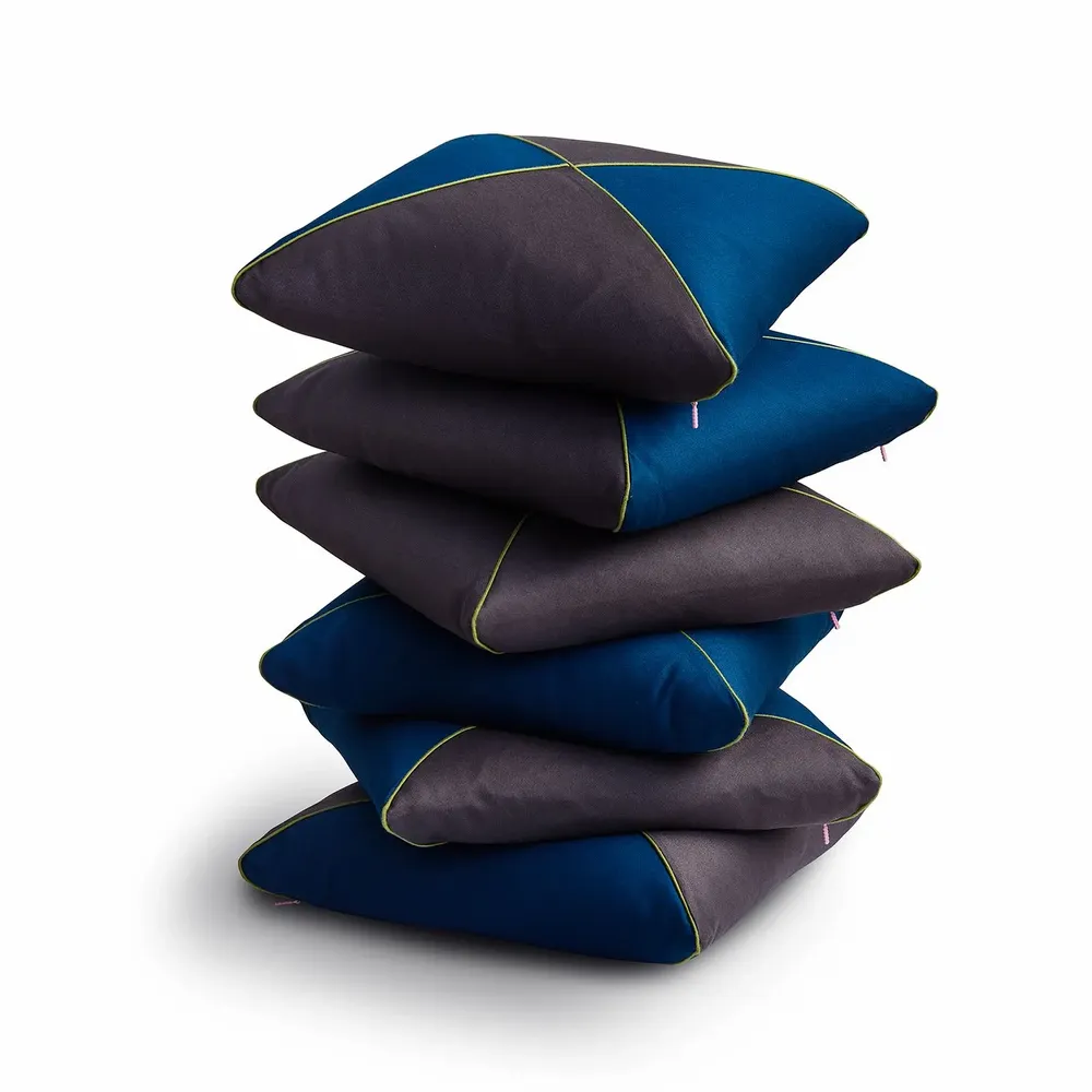 Fabric cushions - Cushion_Shade 2/6_Rain Pebble/Ocean/Bright Moss Piping_40x40cm - SOFEN