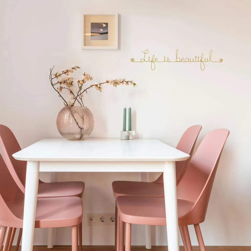 Other wall decoration - Phrase wall decoration made of gold brass wire\” Life is beautiful\ " - BIJOUX DE MUR