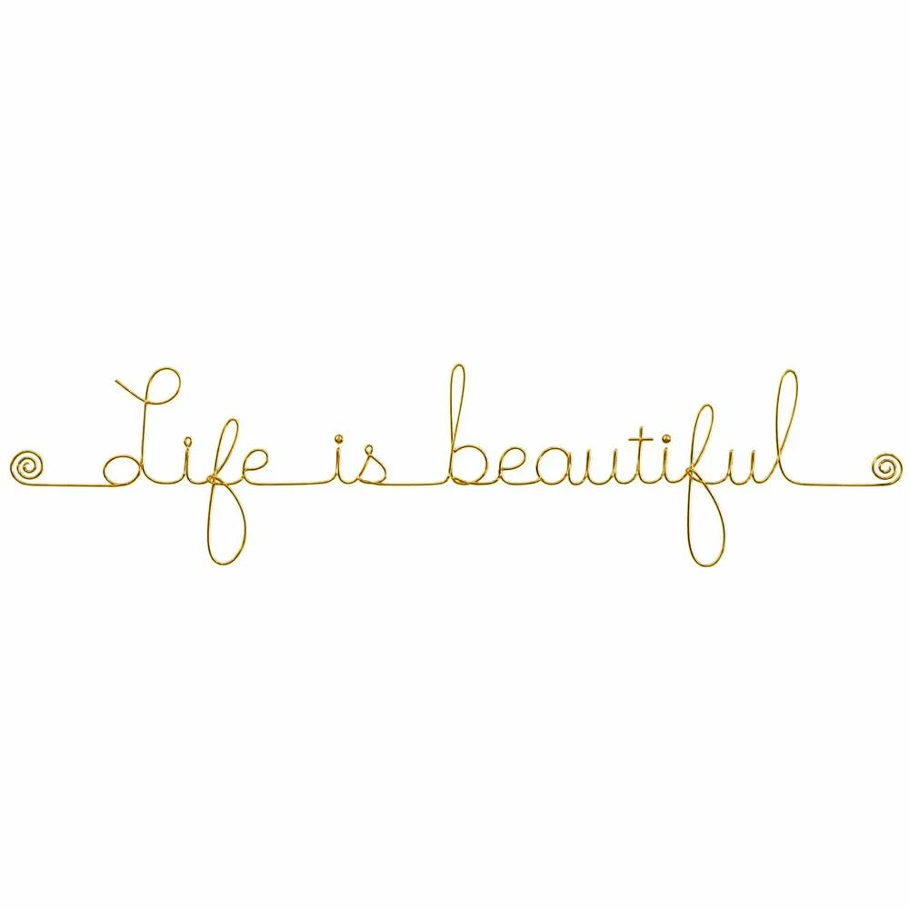 Other wall decoration - Phrase wall decoration made of gold brass wire\” Life is beautiful\ " - BIJOUX DE MUR