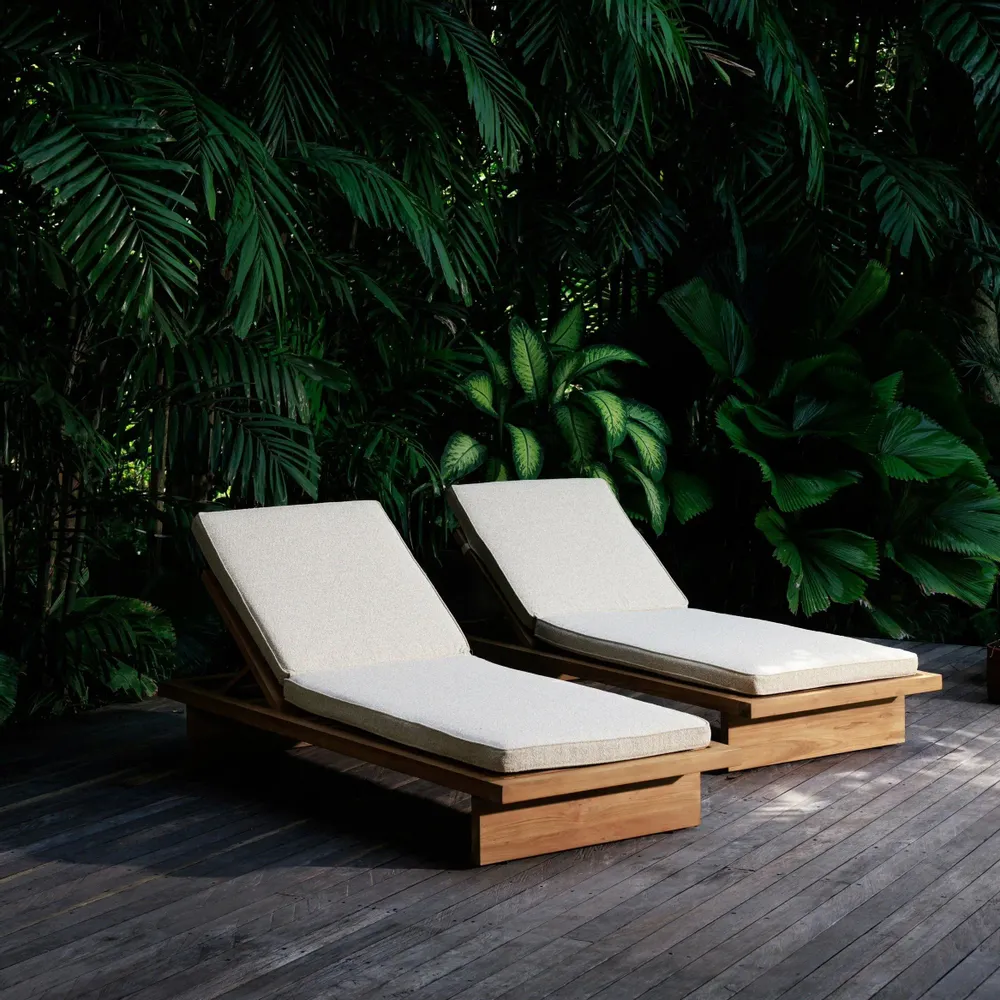Deck chairs - Lilo deckchair in recycled teak and water-repellent fabric - DESIGN TRIP