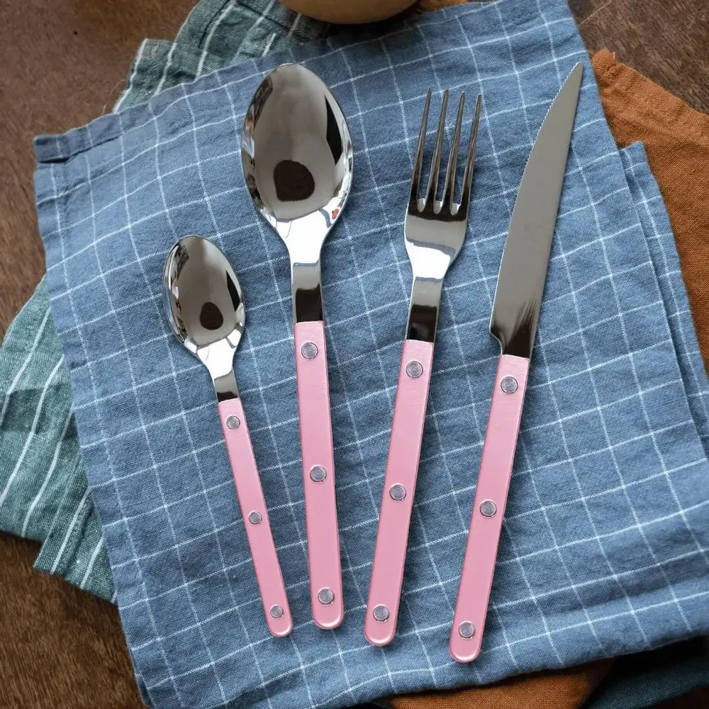 Ménagères - Set de 4 couverts de table - Bistrot Pearly, Rose dragée - SABRE PARIS
