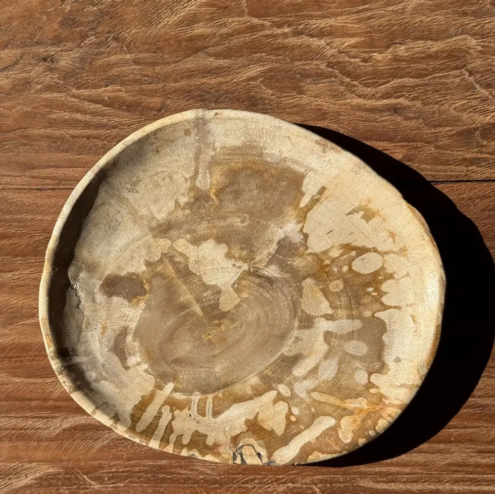 Assiettes de réception - Petit vide poche ou plat en bois pétrifié beige moucheté D20 -3309 - OFFICE OBJETS