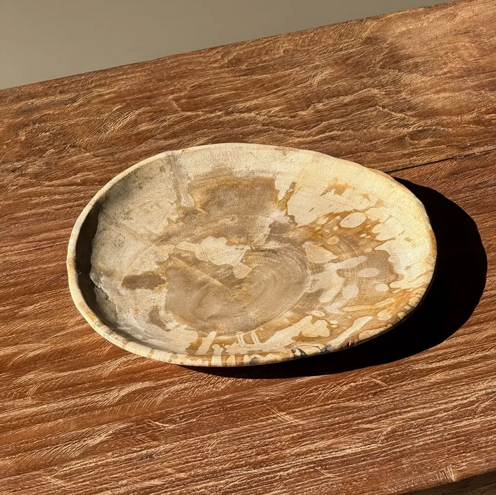 Assiettes de réception - Petit vide poche ou plat en bois pétrifié beige moucheté D20 -3309 - OFFICE OBJETS