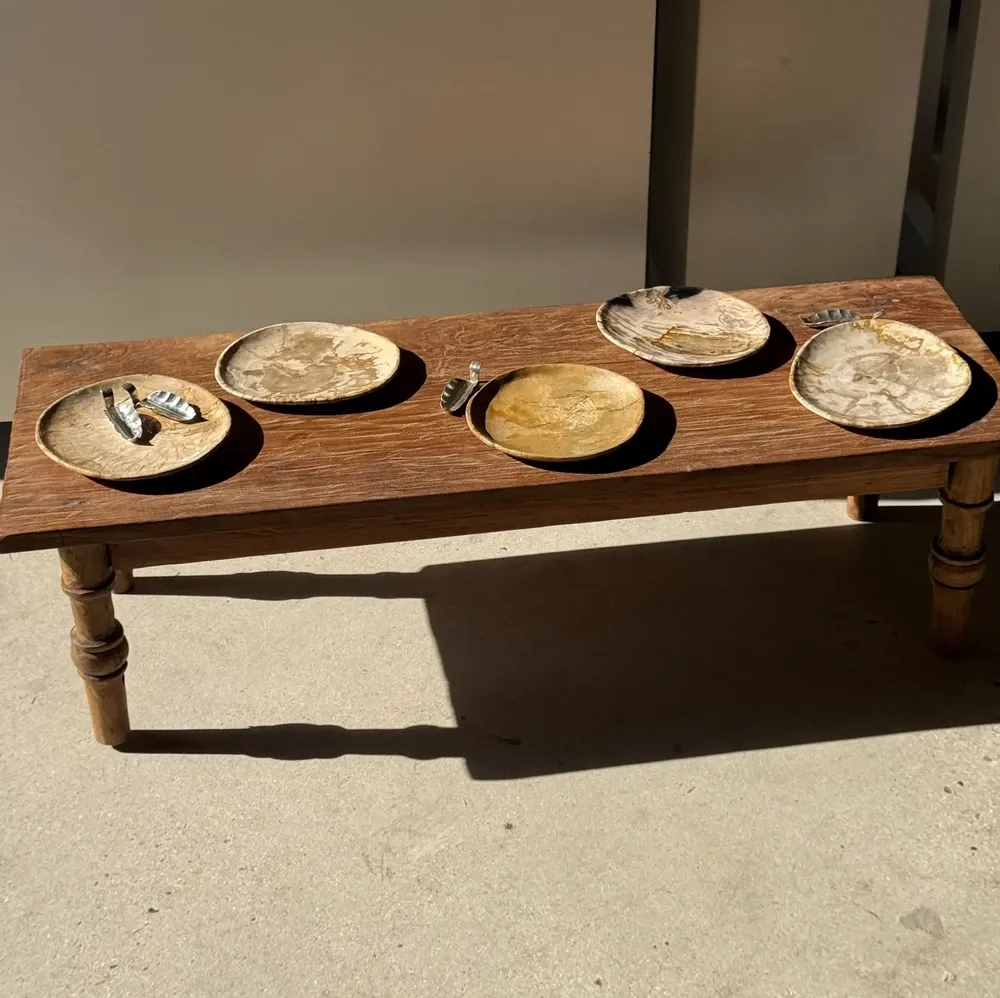 Assiettes de réception - Petit vide poche ou plat en bois pétrifié circulaire beige D22,5-20 - OFFICE OBJETS