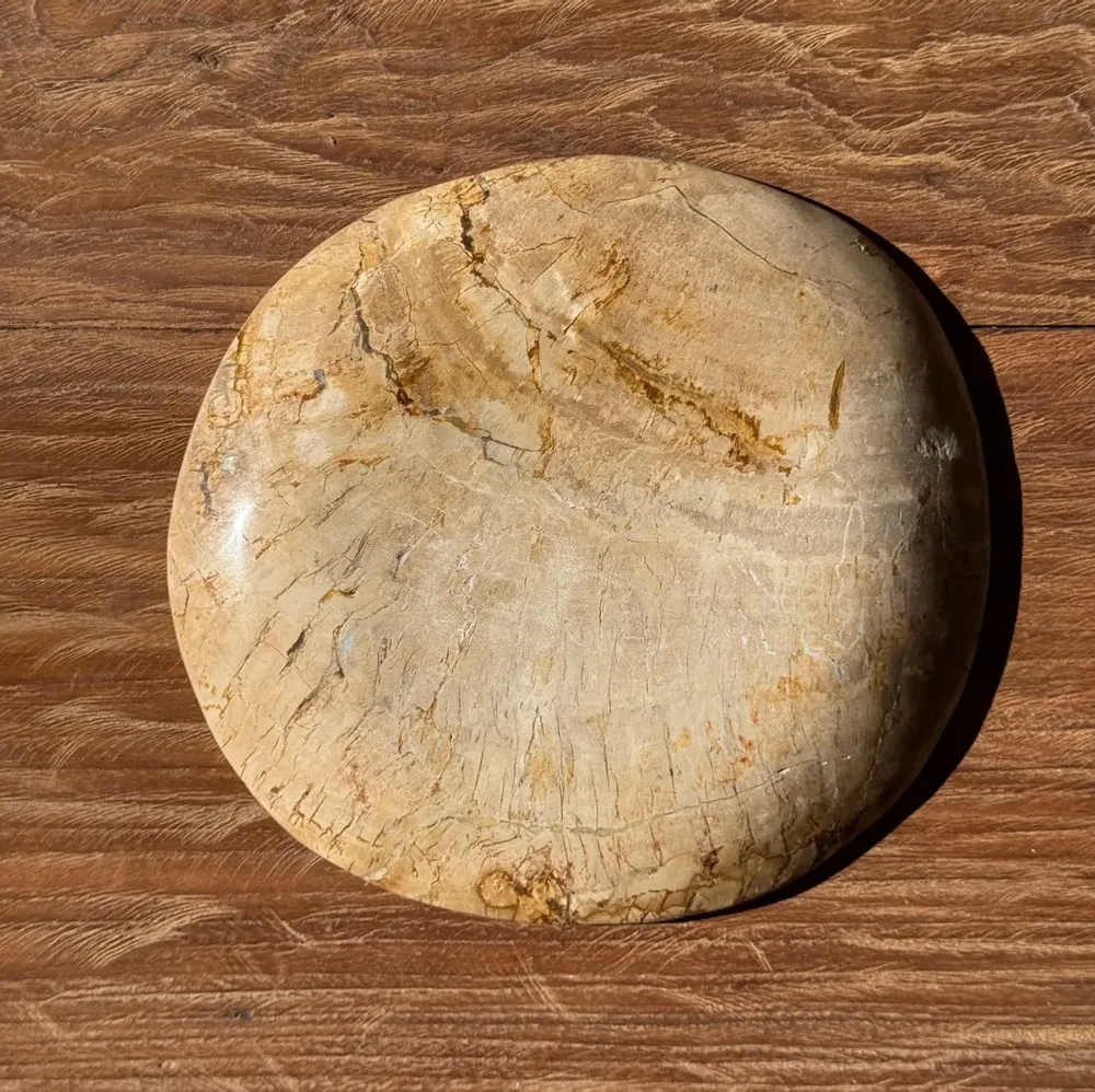 Assiettes de réception - Petit vide poche ou plat en bois pétrifié circulaire beige D22,5-20 - OFFICE OBJETS