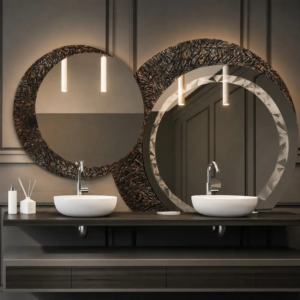 Mirrors - MIRROR - DARK CRYSTAL cut at its base 90 cm x L130 cm x 111.5 cm - MIRO’ART™- ORSIGNÉ™ BY AMANDINE MANGENOT