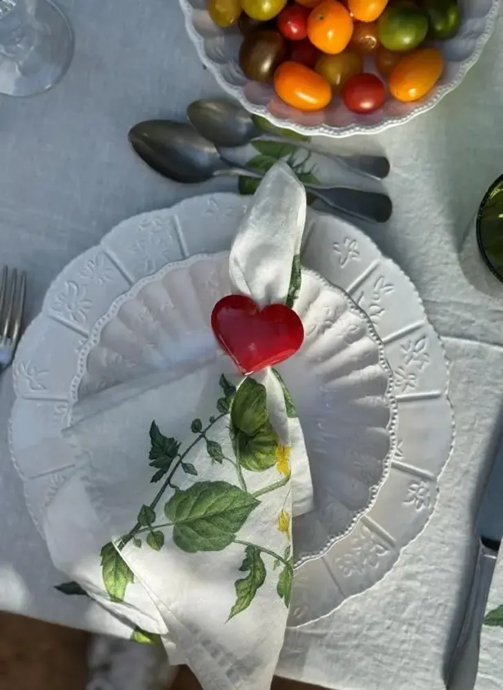 Table linen - TOMATO 'VERTE' Linen Tablecloths & Napkins - SUMMERILL AND BISHOP