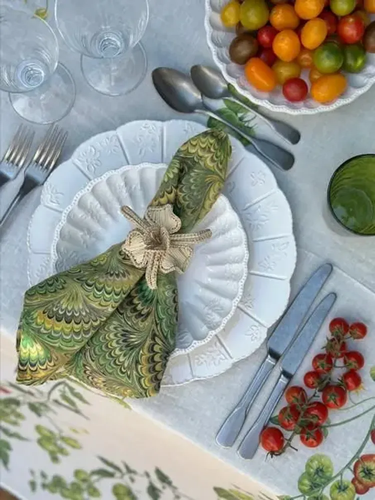 Table linen - TOMATO 'VERTE' Linen Tablecloths & Napkins - SUMMERILL AND BISHOP