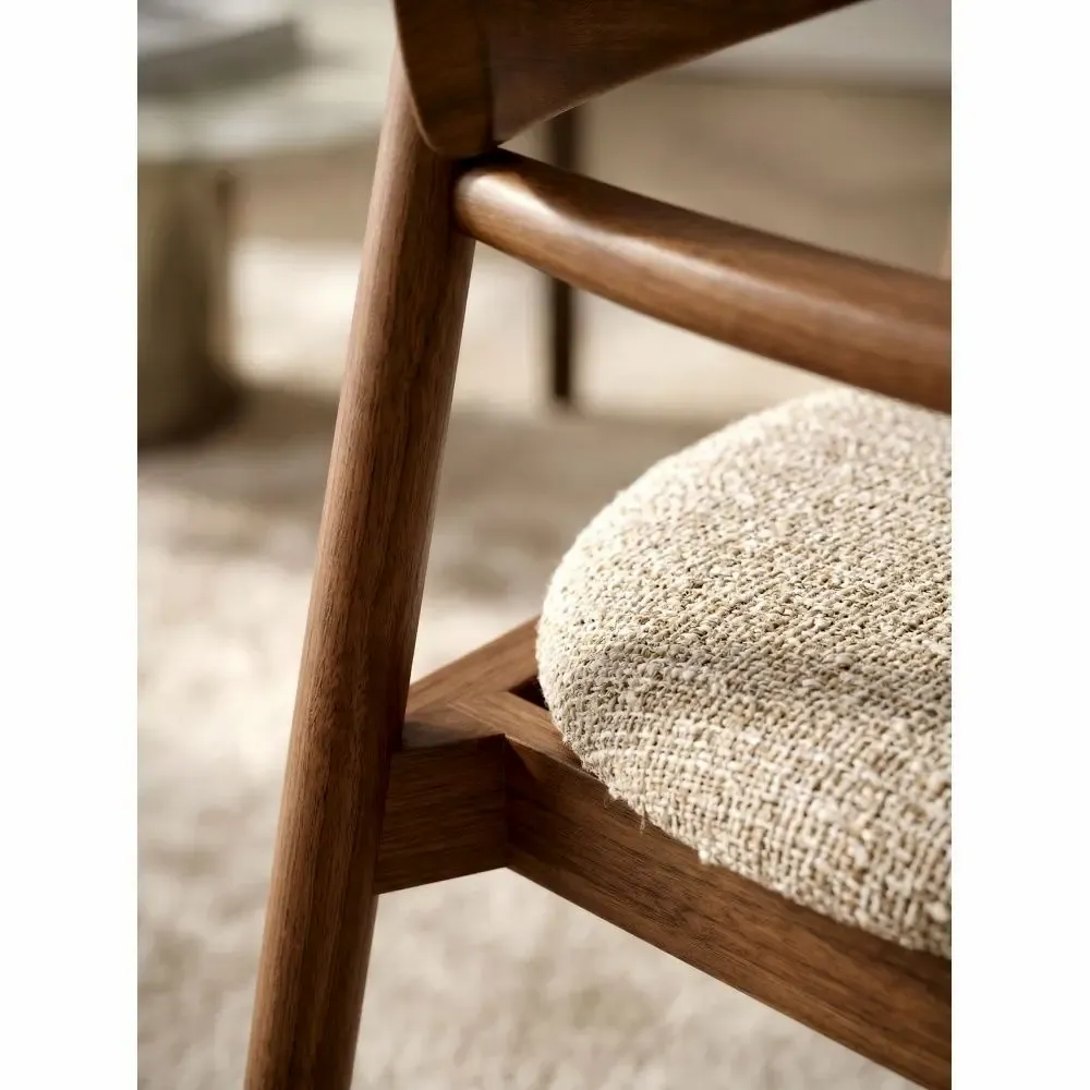 Chaises - Chaise CANVA teinte noyer & tissu crème - EMPREINTE DU TEMPS