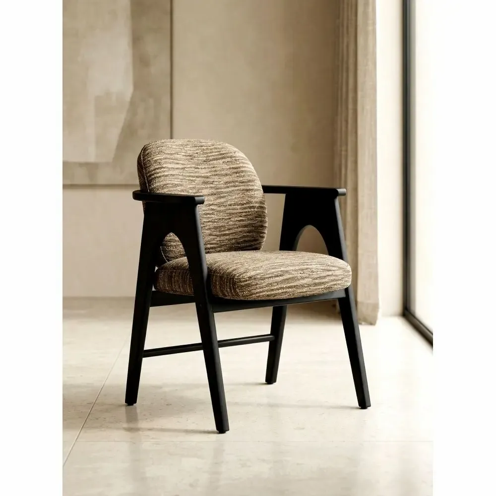 Chairs - Chaise BOWIE noir & tissu marron - EMPREINTE DU TEMPS