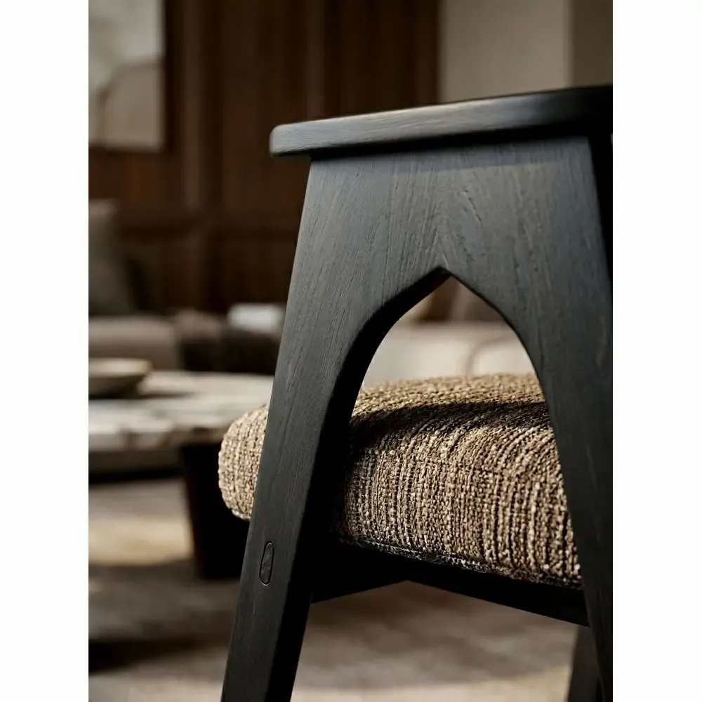 Chairs - Chaise BOWIE noir & tissu marron - EMPREINTE DU TEMPS