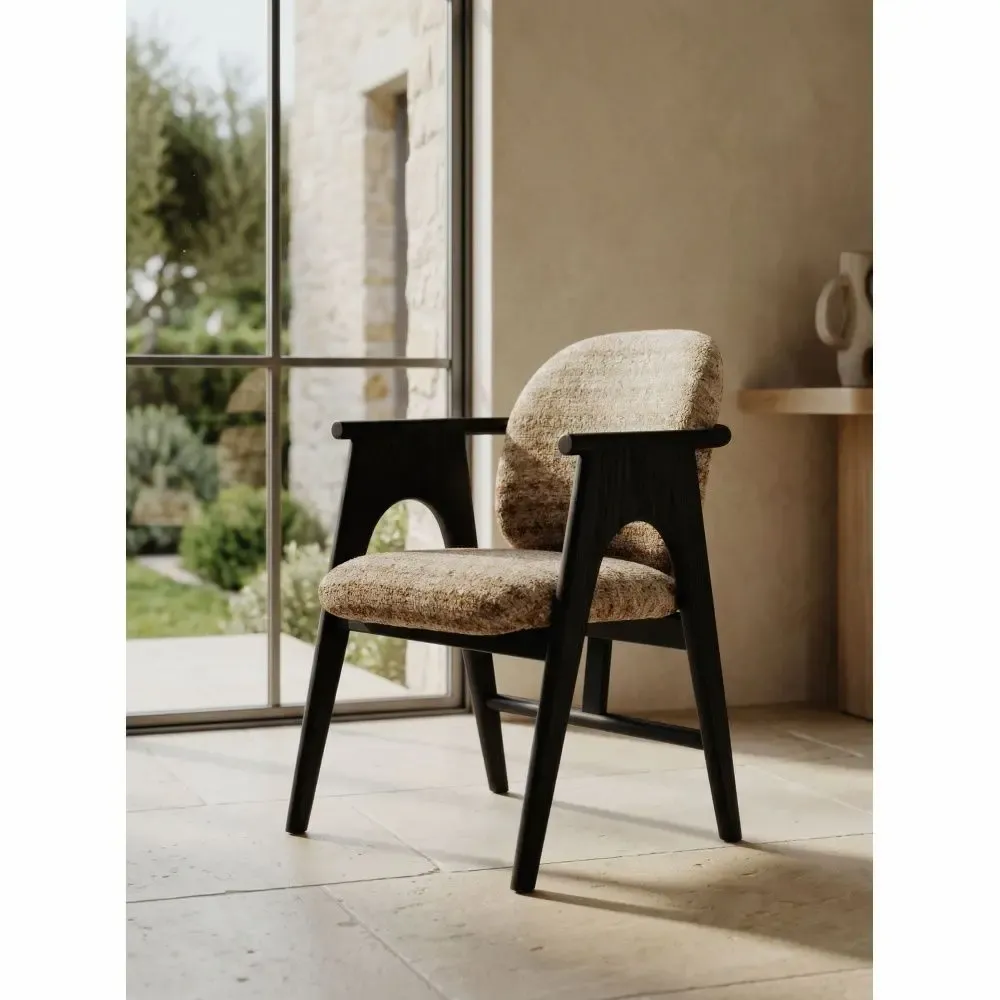 Chaises - Chaise BOWIE noir & tissu crème - EMPREINTE DU TEMPS