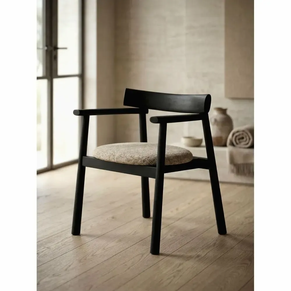 Chaises - Chaise CANVA noir & tissu crème - EMPREINTE DU TEMPS