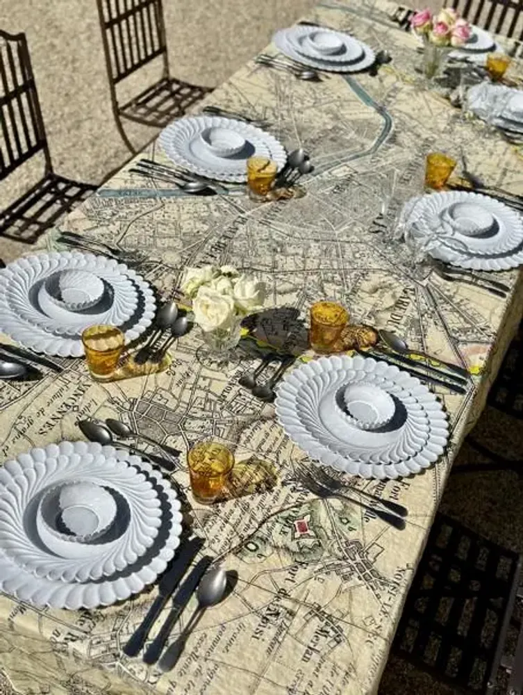 Table linen - PARIS MAP Linen Tablecloths & Napkins - SUMMERILL AND BISHOP