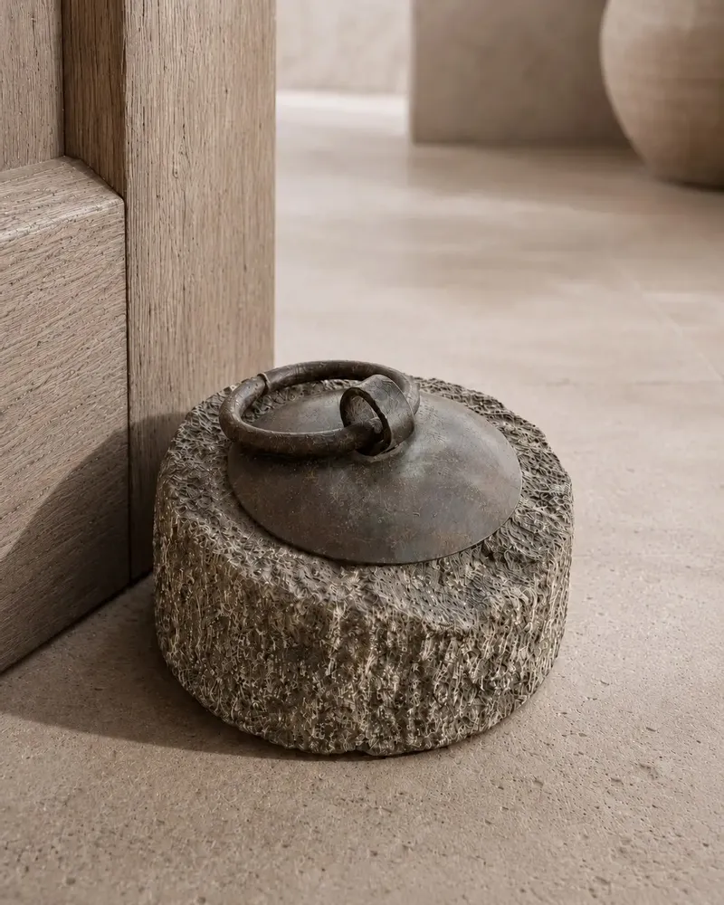 Unique pieces - Stone Door Stopper with iron ring Handle - ARTISAN BY MF