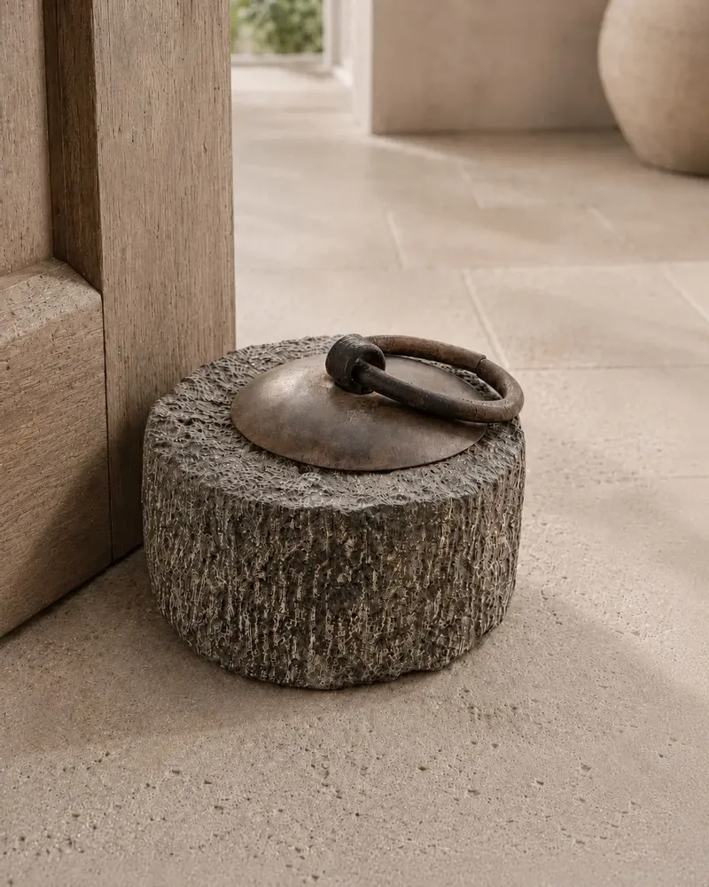 Unique pieces - Stone Door Stopper with iron ring Handle - ARTISAN BY MF