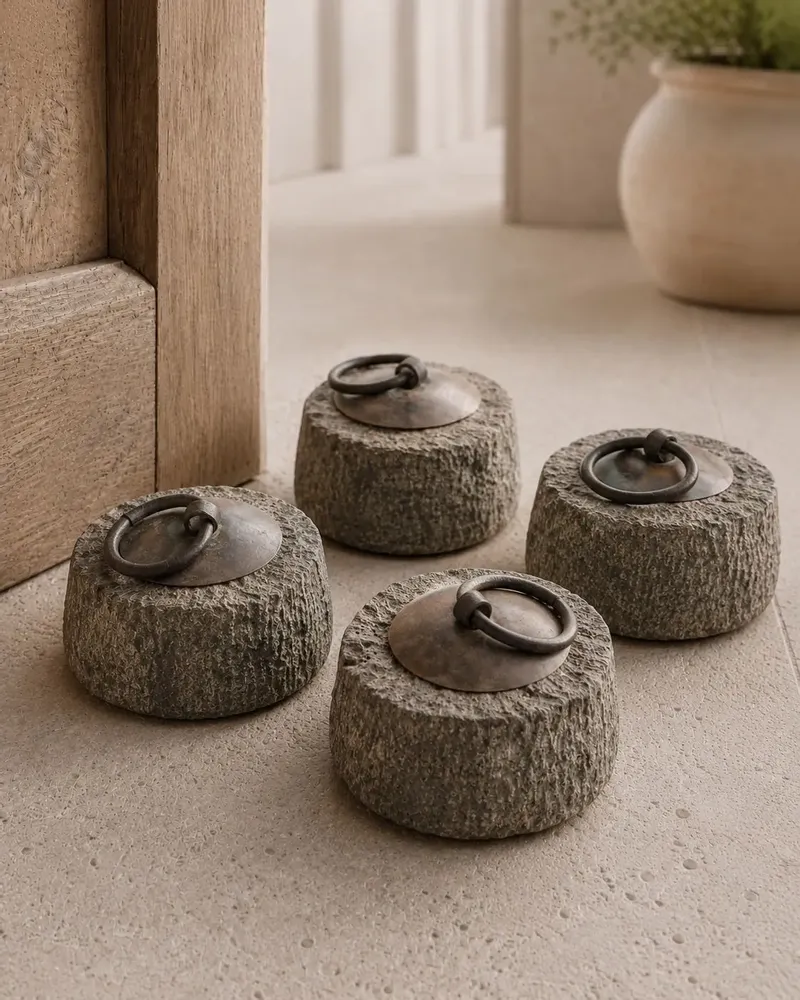 Unique pieces - Stone Door Stopper with iron ring Handle - ARTISAN BY MF