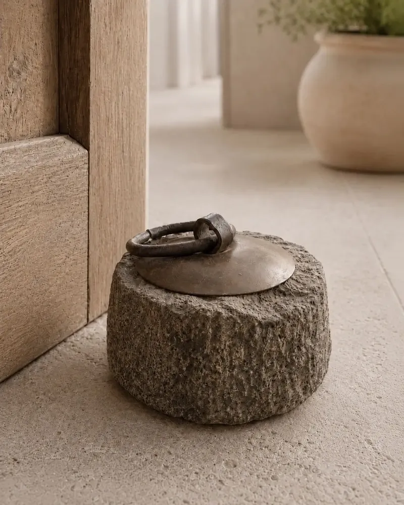 Unique pieces - Stone Door Stopper with iron ring Handle - ARTISAN BY MF