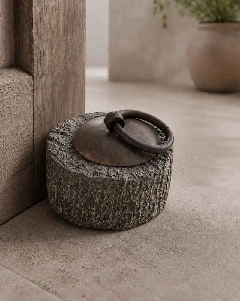Unique pieces - Stone Door Stopper with iron ring Handle - ARTISAN BY MF